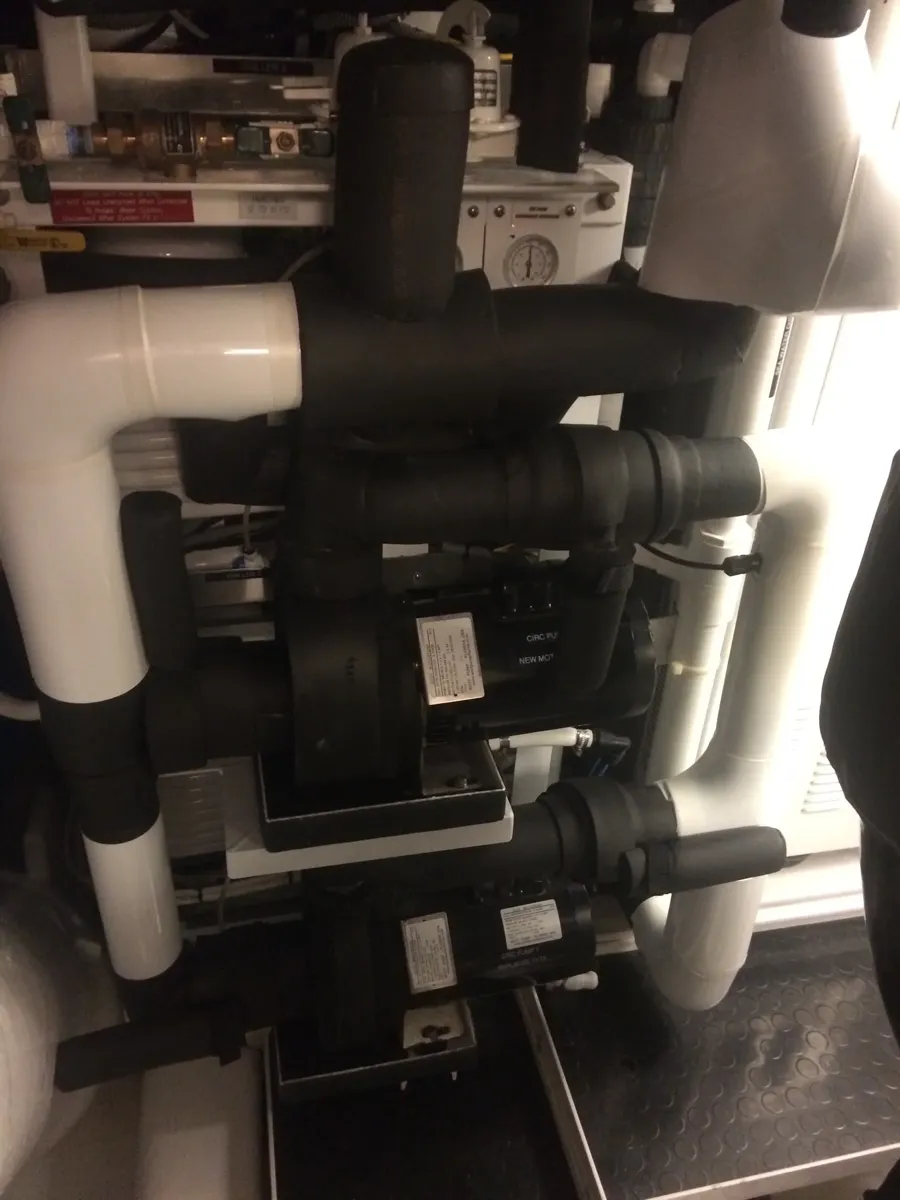Fresh air conditioning plumbing routed through a machinery space