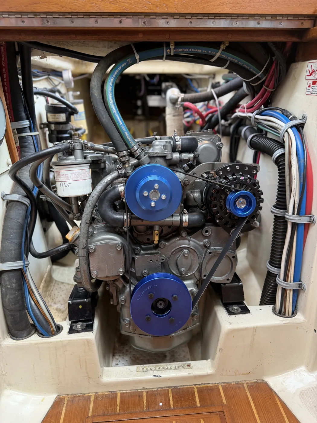 Small marine diesel generator during service