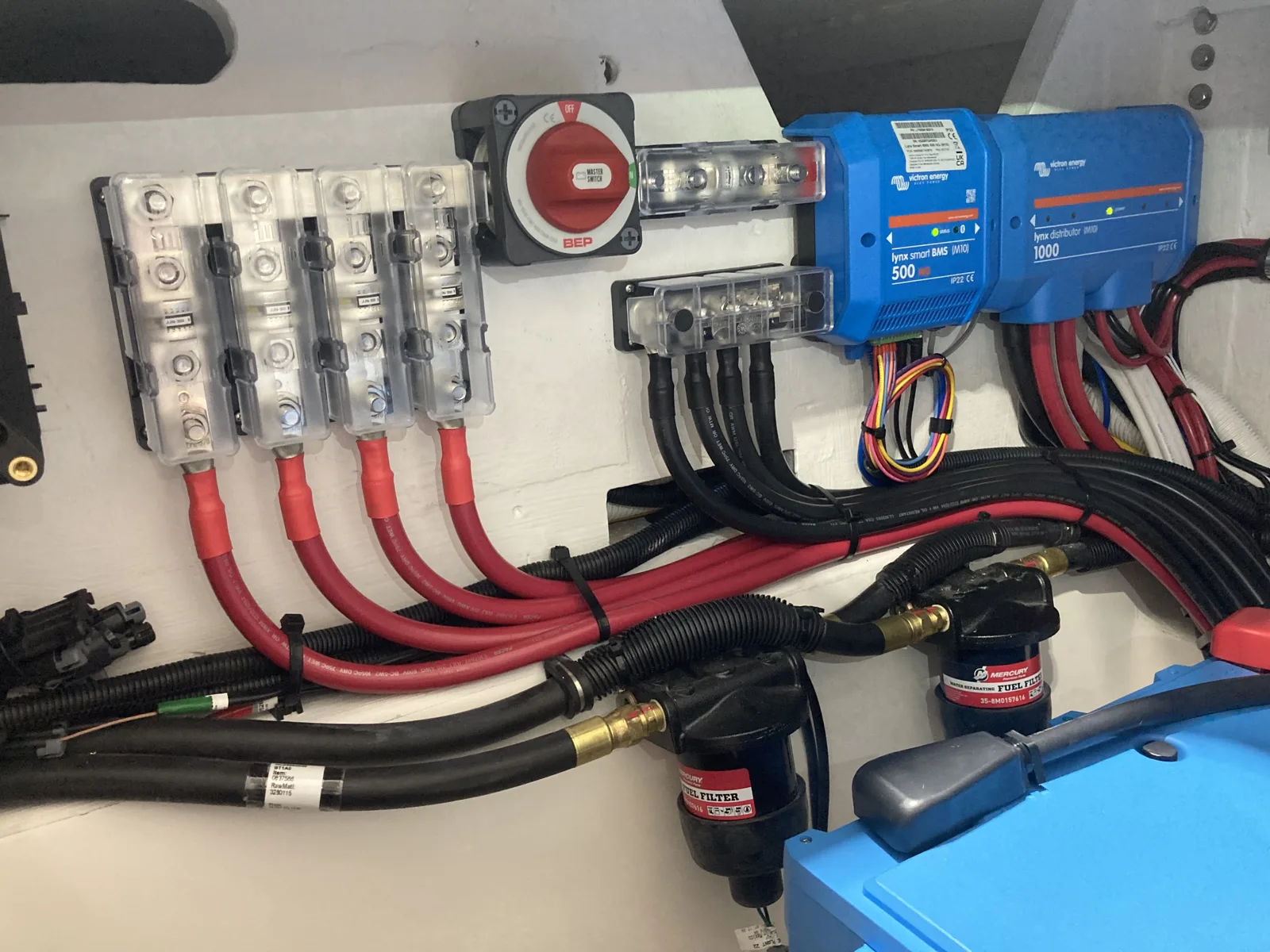 Victron chargers and bus bars wired to ABYC standards